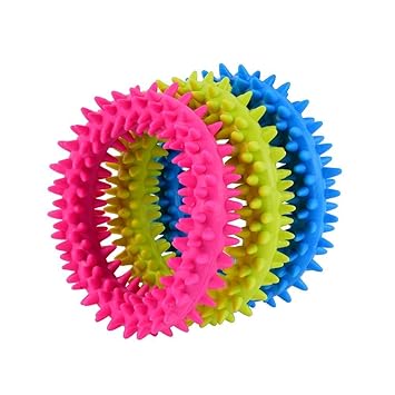 Pets Empire Curvy Ring Colorful Rubber Dental Teething Chew Dog Puppy Toy (1 Piece) Color May Vary