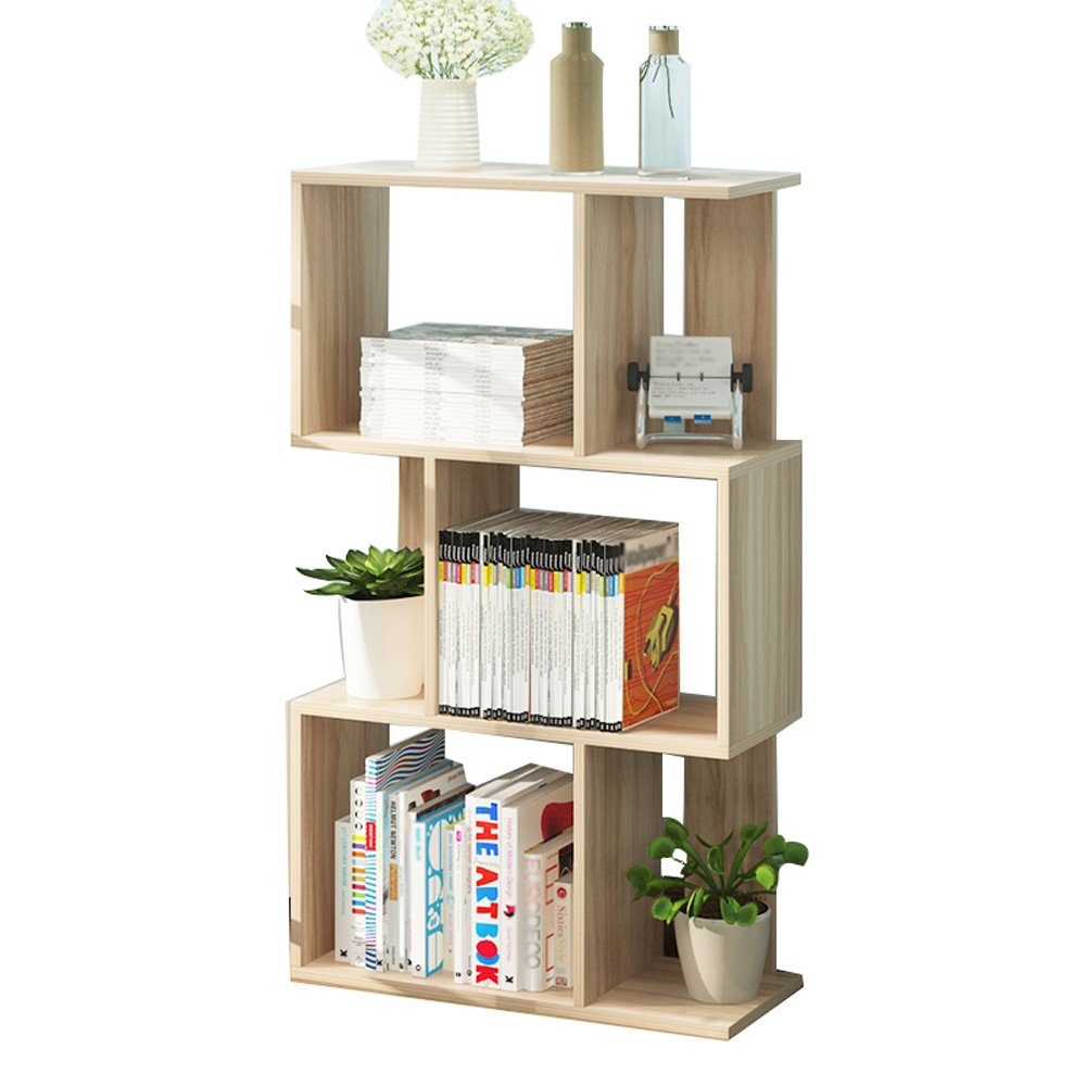 SJ Book Shelf 3story Floormounted Wooden Shelves Modern Minimalist Combination Lattice Display