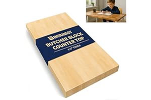 INTRAVAST 3ft Butcher Block Countertop– 36"x25" Solid Birch Wood DIY Countertop, Durable Counter Table Tops for Kitchen Island, Bar, Workshop, Laundry Counters Dining Room Tables 1.5" Thick Unfinished