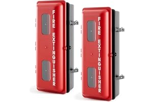 DoubleFill 2 Pcs 10 lb Fire Extinguisher Cabinet Box with Internal Rope Fastening and External Latch Sturdy Plastic Holder Case Vandal-Resistant Weatherproof Protect Indoor Outdoor (26 x 12 x 9 in)