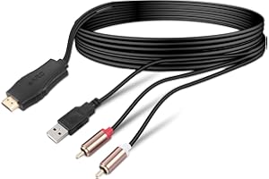 UNSTINCER 192KHz HDMI eARC/ARC to RCA Audio Converter for TV to Soundbar, Plug & Play 3.7ft/1.15m eARC to RCA L/R Stereo Cable Audio Extractor Adapter Splitter for Sound System Home Theater [PCM Only]