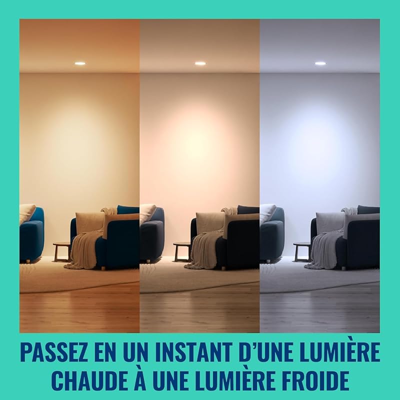 Smart Bulb, Spot LED connecté GU10, Lumière multicolore, Pack de 4