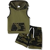 SANMIO Toddler Boy Clothes Summer Outfits Hoodie Sleeveless Tank Tops and Shorts Set with Pockets 2 Piece Clothing Set
