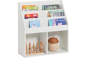 SOBUY Haotian Children Kids Bookcase Book Shelf Storage Display Rack Organizer, KMB01-W