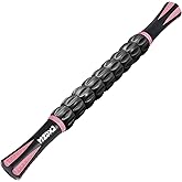 MZDXJ Muscle Roller Massage Roller Stick- Deep Tissue Fascia Blaster for Myofascial Pain Relief, Lymphatic Drainage & Body Sculpting, Handheld Physical Therapy & Recovery Tool (Pink black-18 inch)
