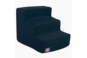 Majestic Pet 3 Step Portable Dog Stairs for Small Dogs to get on Bed Supports 25 lbs or Less – Dog Steps for High Bed with Machine Washable Cover – Pet Stairs for Cats Suede Gray