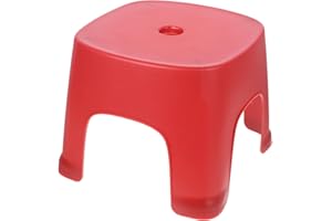 Baluue Red Small Plastic Step Stool for Bathroom Footstool Toilet Stepping Stool Non-Slip Compact Seat