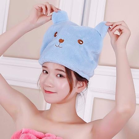 Zheng Xuan Cute Bath Towel Wrap Ultra Soft Absorbent Hair Dry Hat