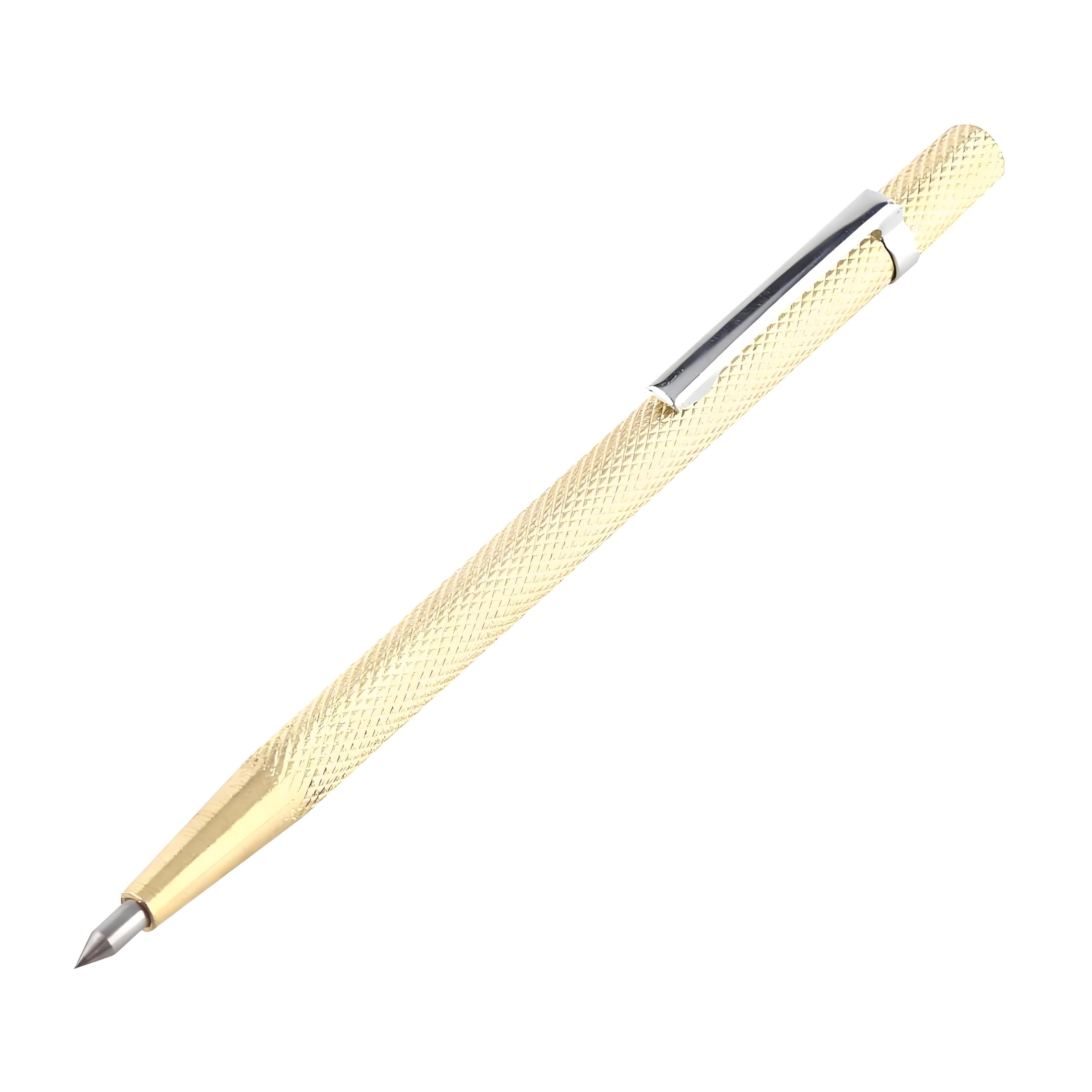 Fafeicy Pocket Scriber Pen Portable Carbide Tipped Scriber Engraving Tool Aluminum Etching Engraving Pen for Glass and Ceramic (Gold)