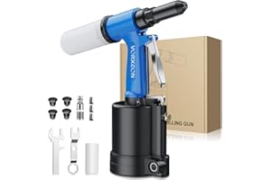 VORXEON Pneumatic Rivet Gun Set 3/32", 1/8", 5/32", 3/16" Air Riveter Pulling pressure 3097 lbf 1408 kgf, Pneumatic Tool 1/4" NPT For automotive industries, construction, manufacturing