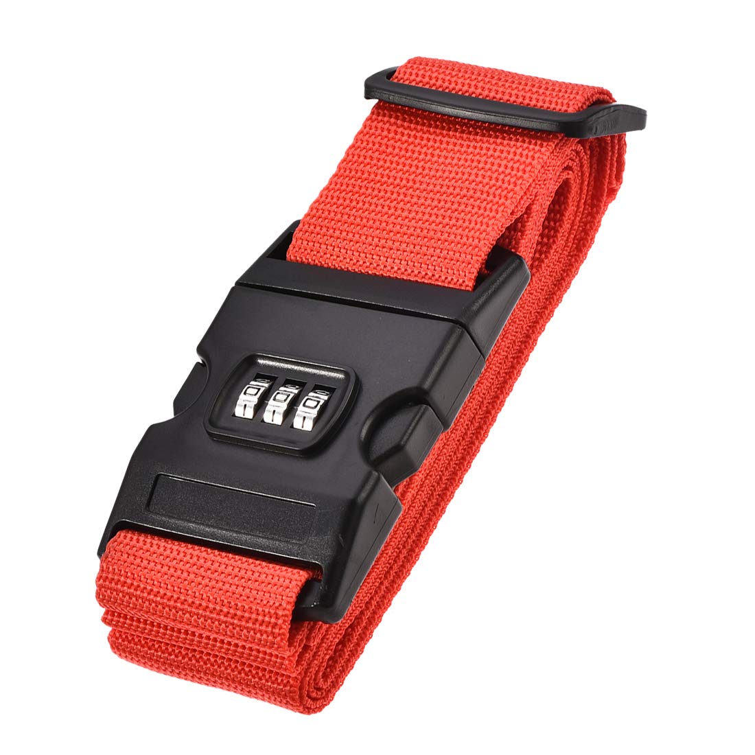 sourcing map Luggage Strap Suitcase Belt with Buckle, Combination Lock, 2Mx5cm Adjustable PP Travel Packing Accessory, Red