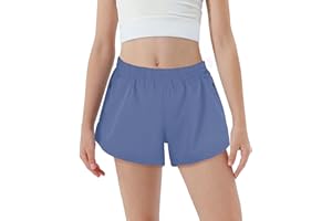 BIG ELEPHANT Teen Girls Athletic Shorts with Zipper Mesh Pockets for Basketball, Soccer, Running, Biking