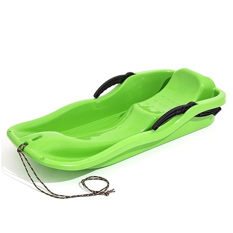 Neustanlo® Rodel Grün Bob Schlitten Schneegleiter Zugseil Lenk- Bremshebel Race Kunststoff