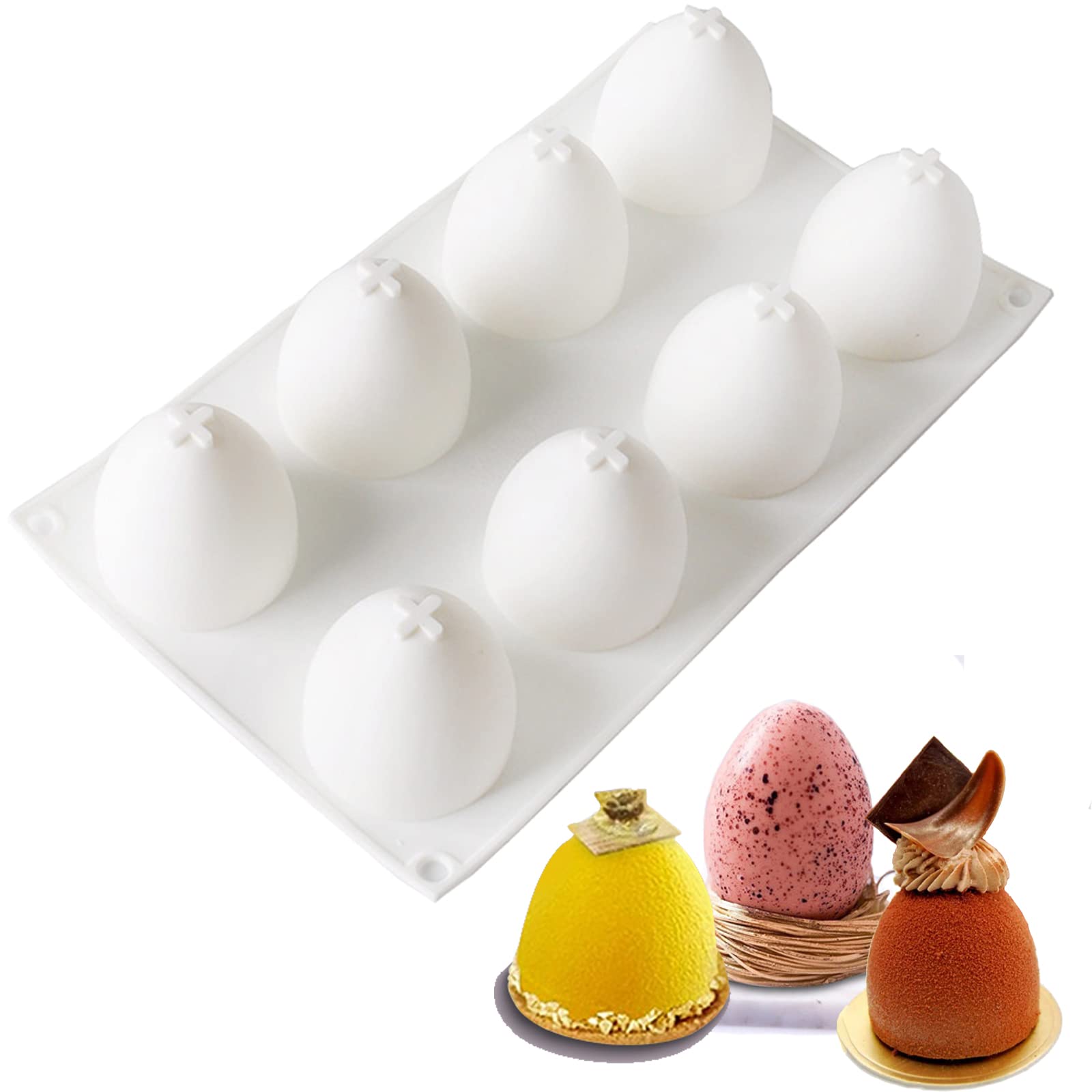 8 Cavities Easter Silicone Egg Moulds, Non-Stick Egg Jelly Moulds, Egg Candy Mold, BPA Free