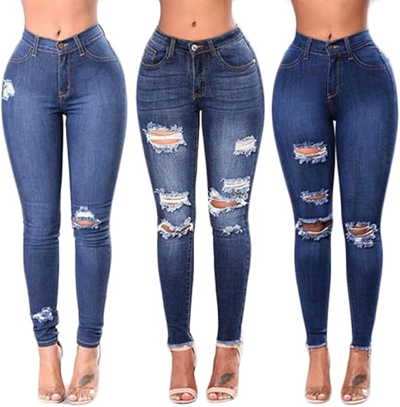 high waisted ripped skinny jeans