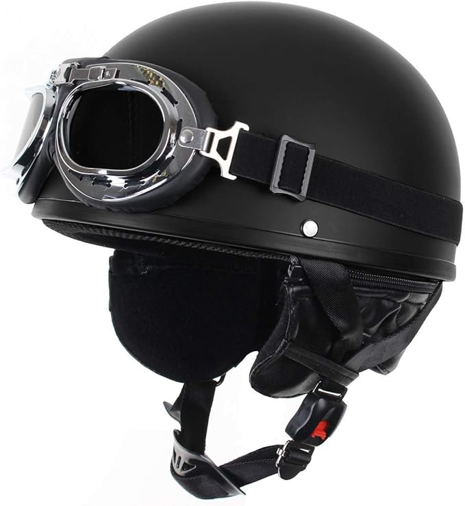 Vintage Open Face Motorbike Mofa Crash Helmets, Moped Scooter Bobber