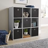 Home Source 9 Shelf Cube Bookcase Grey Storage Display Unit 90x30x90 view 3