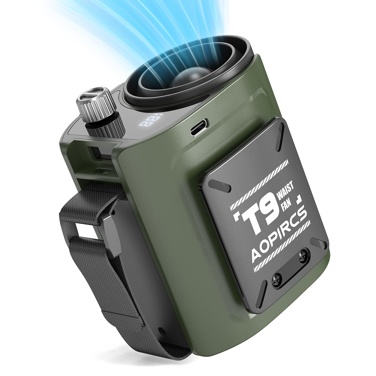 Photo 1 of Aopircs Portable Waist Fan - 9000 mAh Belt Fans MAX 40Hrs Working Time, 12000RPM Strong Airflow Shirt Fan, 1-199 Speed Settings, LED Lights Personal Fans For Hiking, Offices, Gyms or Gifts