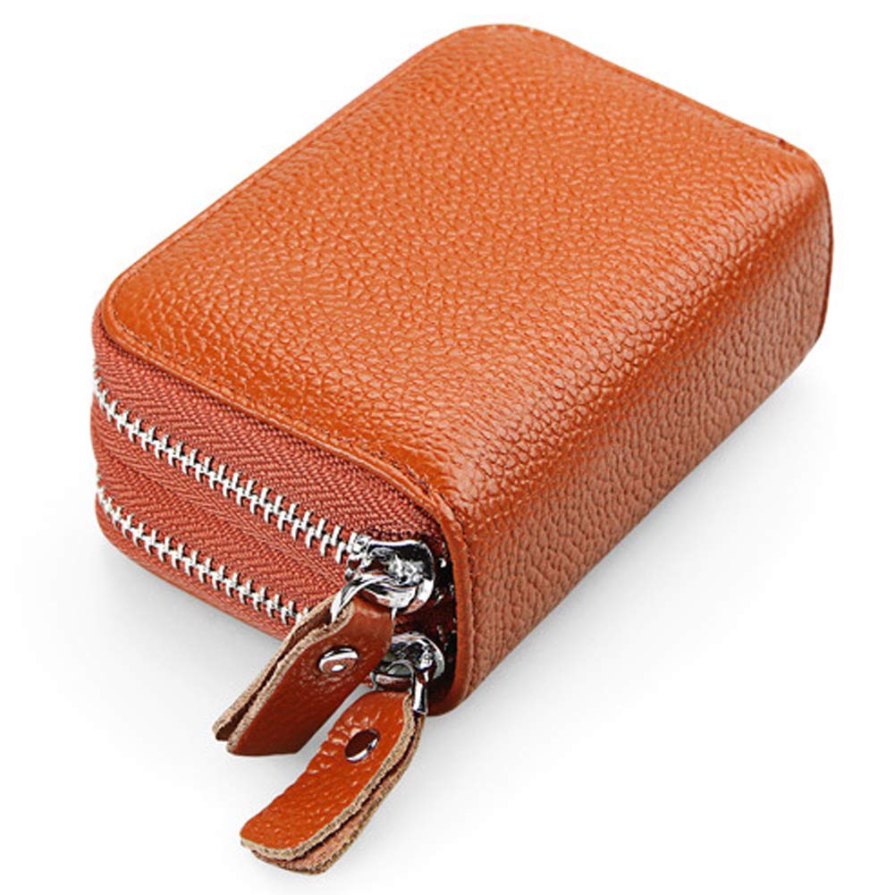 spomei 15 Credit Card Holder Case for Women, Credit Card Security Leather RFID Blocking Small Accordion Wallet K-B-B15, Brown, One Size, RFID Wallet