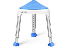 AUVON Triangle Shower Chair for Space Saving, Adjustable Shower Stool 400 lbs Tool-Free Assembly, Shower Bench for Inside of 