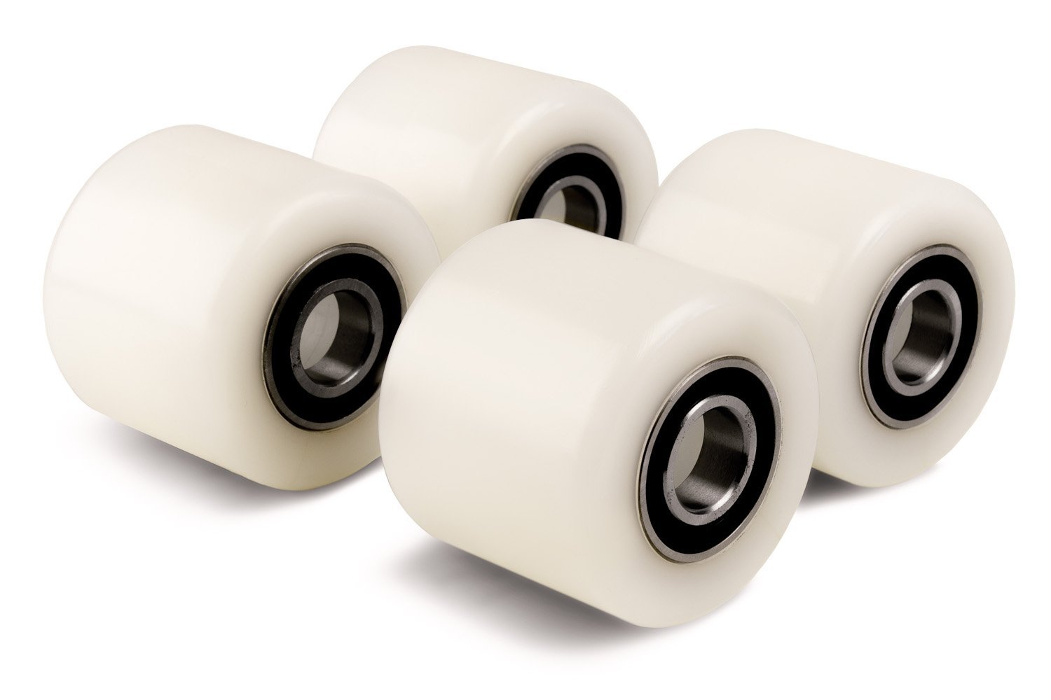 Set of 4 x Pallet Truck Rollers (4-pack kit, Diameter 82mm Width 70mm) Nylon Load Roller/Wheel with Ball Bearings 20mm bore, size 82x70x20mm 700kg