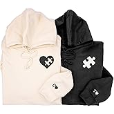 NAZENTI Custom Couples Embroidered Zip Hoodies, Personalized Matching Outfits for Couples, Custom Gifts for Valentines Day