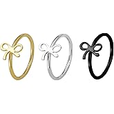 Forbidden Body Jewelry Set of 3 Nose Hoops or Cartilage Rings: 20g 8mm IP Plated Surgical Steel Bow Design Rings