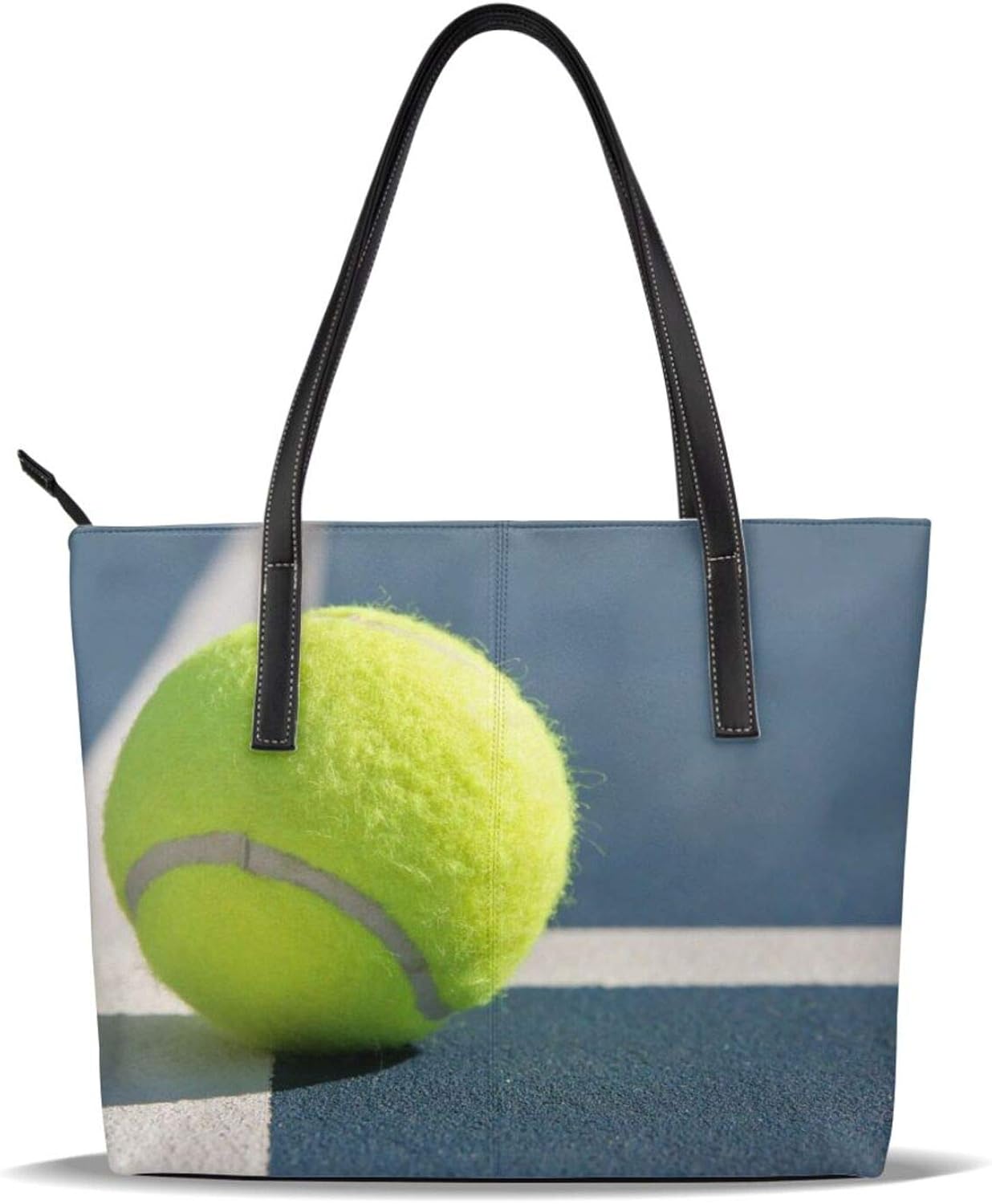 Tennis Ball On Line Microfiber PU leather Shoulder Tote Bag
