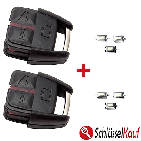 KONIKON 2X Schlüsselgehäuse Funk Fernbedienung Gehäuse Ersatz mit 6X Mikrotaster Taster Autoschlüssel passend für Opel Agila 