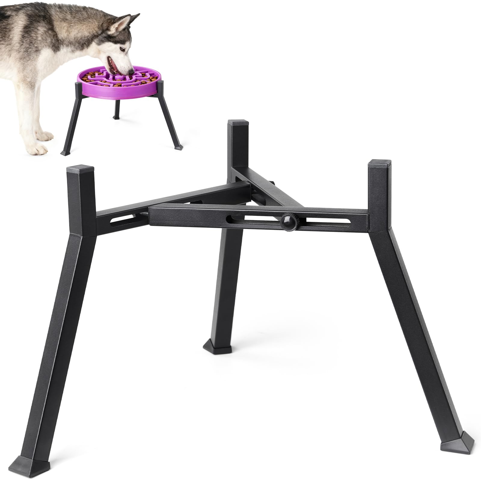 Photo 1 of LOOBANI Elevated Dog Bowl Stand: Fits for Bowls Width 8.2"-11" (Without Bowls) Adjustable Width Anti-Slip Raised Dog Bowl Stand Food Feeder for Large Adult, Seniors, Older, Arthritis Dogs Black Large