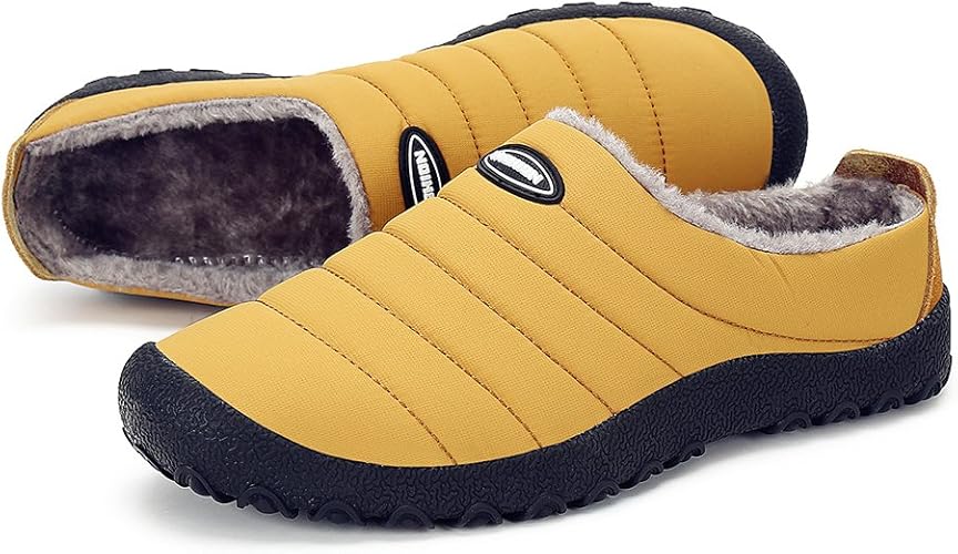 ASUGE Women Men House Slippers Warm Fur Lined Slip on Indoor Outdoor
