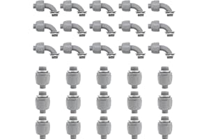 WOCLOER 1/2 inch Liquid Tight Connector PVC Flexible Conduit Connector UL Listed Liquid Tight Connector Non-Metallic Electrical Conduit Fittings 30 Pack (15 pcs 180D/15 pcs 90D)