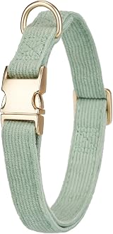 YUDOTE Ultra-soft Dog Collar Natural Cotton Corduroy Small Dogs Sage Green view 6