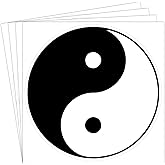 dealzEpic - Round Yin and Yang Symbol Sign - Self Adhesive Peel and Stick Vinyl Decal/Bumper Sticker - 3.94 inches in Diameter | Pack of 4 Pcs