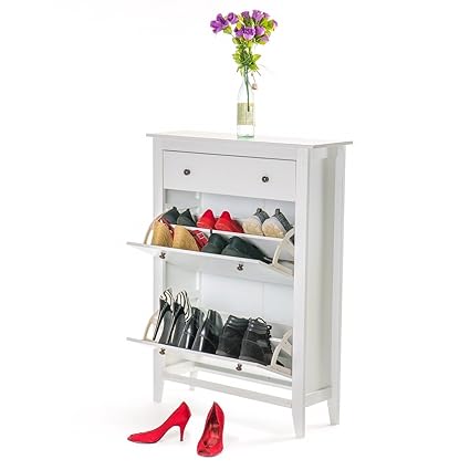 Home Treats White Shoe Storage Cabinet With Drawer Deluxe Shoe