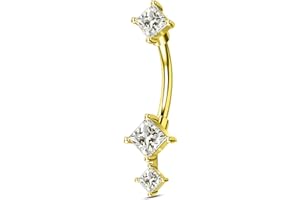 COCHARM 16G Rook Earrings Square Zirconium Eyebrow Rook Piercing Jewelry Stainless Steel Vertical Lip Jewelry Belly Button Ri