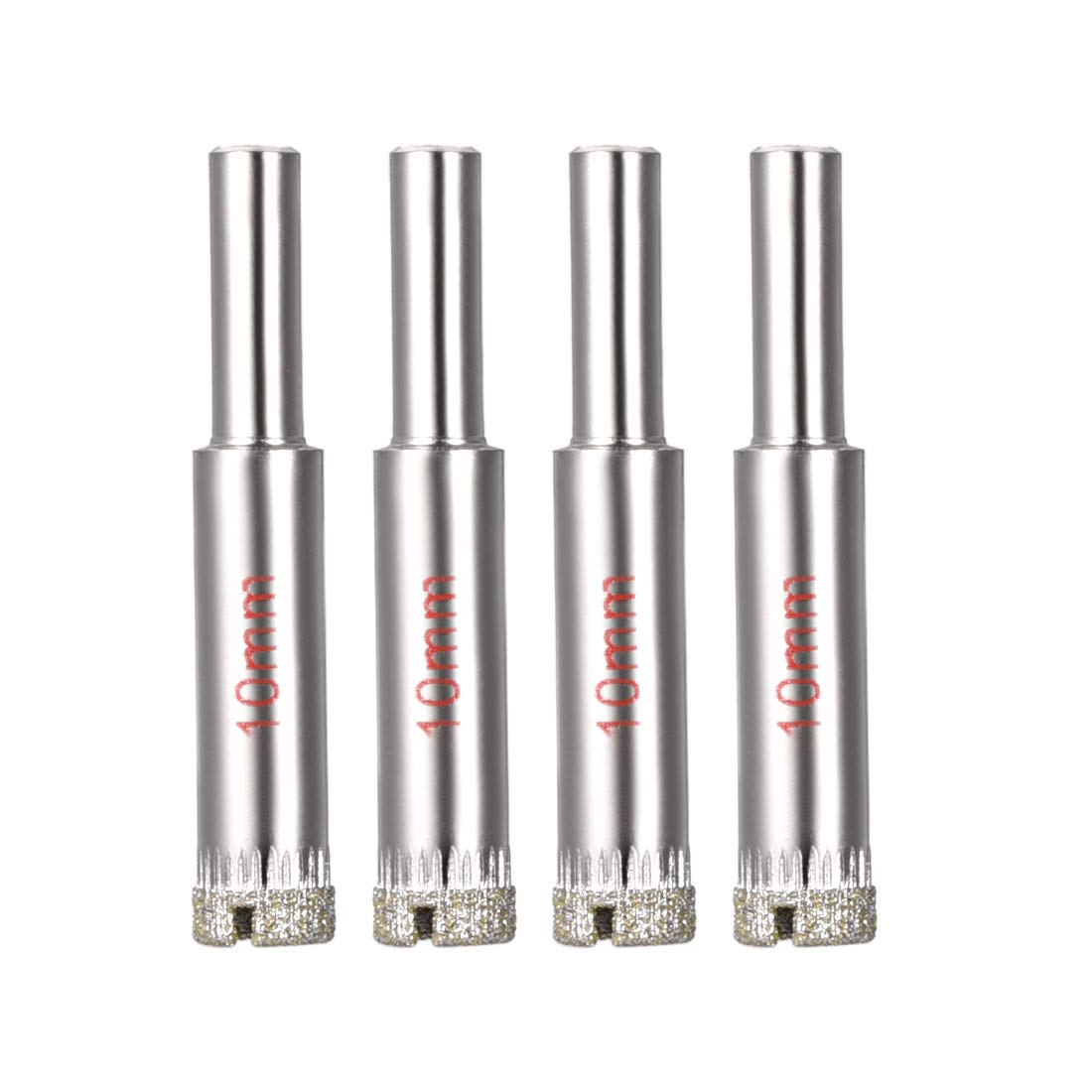 sourcing map 4 Pcs 10mm Diamond Grit Hole Saw Drill Bit for Glass Ceramics Porcelain Ceramic Tile