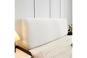 W WWEENUO Velvet Bed Headboard Cover for Queen Cal King Size Stretch Headboard Slipcover, Thicken Bed Head Cover Dustproof Headboard Protector for Bedroom Décor (White, 1.8m/70.9in)