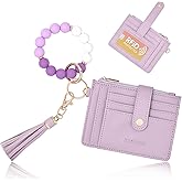 BAOSIWA Silicone Bracelet Keychain Wallet for Women Wristlet Card Holder Slim RFID Wallet with Zipper Pocket