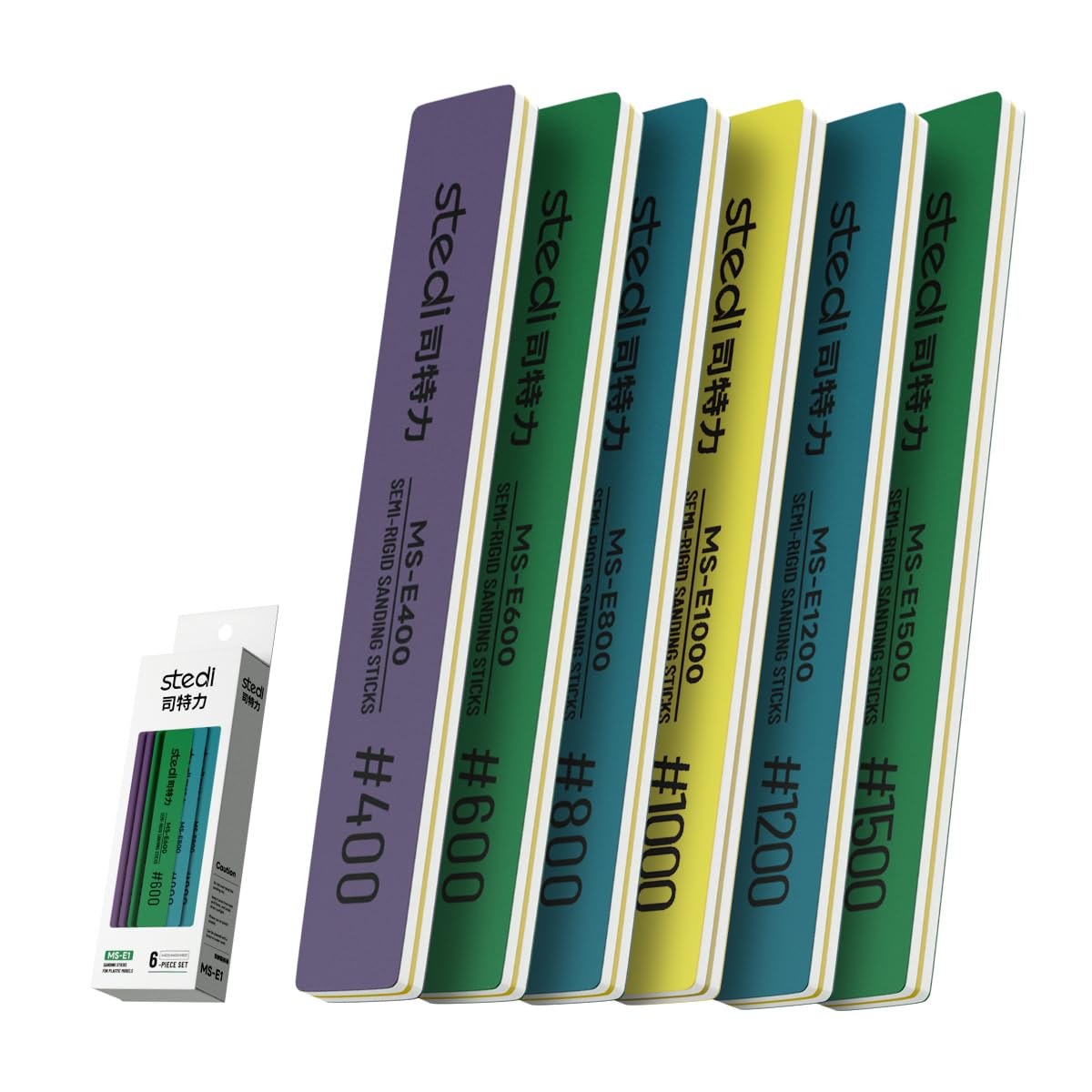 stedi Sanding Sticks, Model Hobby Making Tools, Polishing Sanding Sticks Tools for Gundam Repairing Plastic Model and Miniature Model 6PCS(#400+#600+#800+#1000+#1200+#1500)