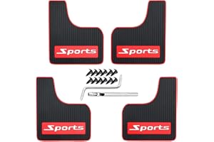 QUYDDC Mini Size Soft Rubber Car Universal Mud Flaps Mudguards All Weather, Fits for Sedan, Hatchbacks,Exterior Accessories Black+Red Sports, Front & Rear, 4Pcs Set