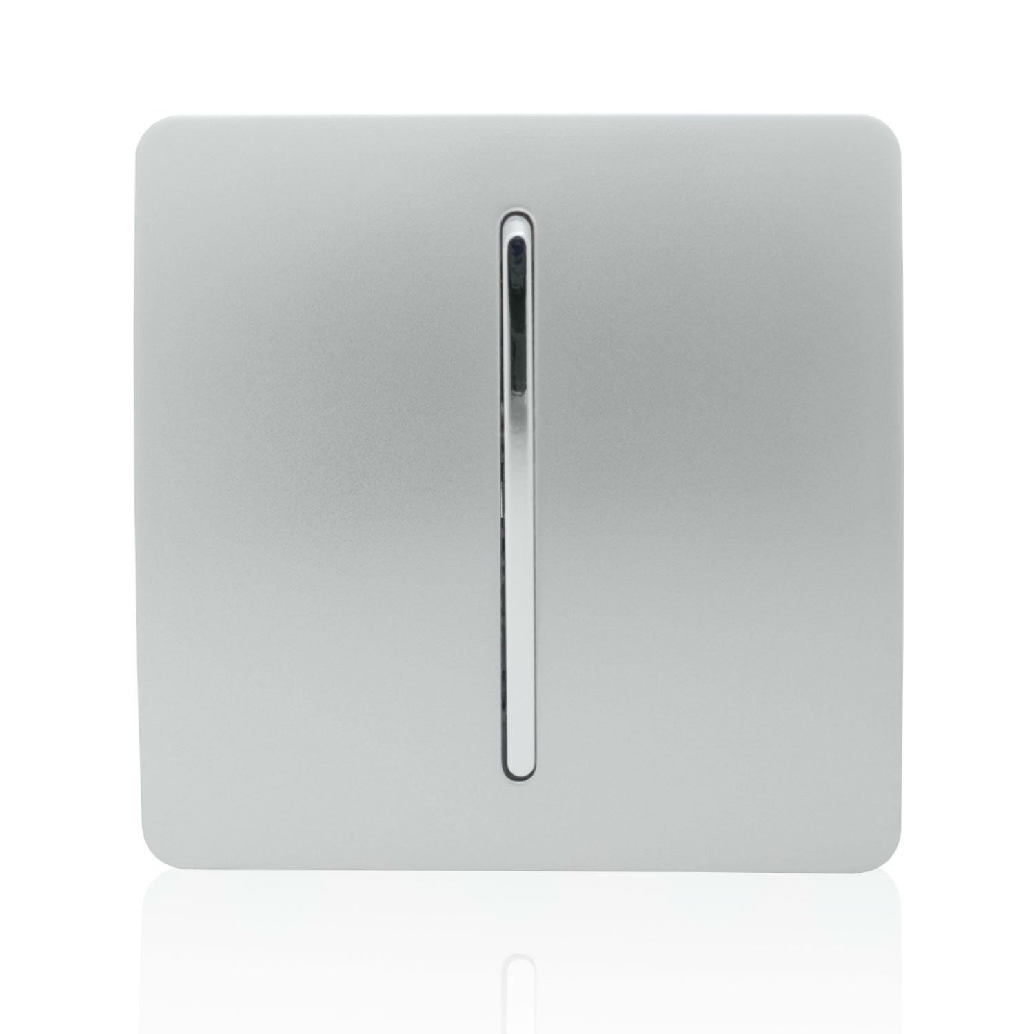 Trendi 1 Gang 3 Way Intermediate 240V Screwless Raised Front Plate Plastic Artistic Modern Glossy 10 Amp Chrome Rocker Single Electrical Wall Light Switch Platinum Silver - ART-SS9SI