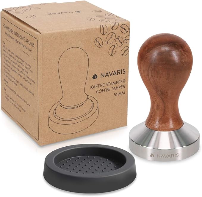 Navaris Coffee Tamper Handheld Stainless Steel Espresso Press with