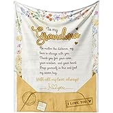COOZEO Grandma Flannel Blanket – Soft Throw Blanket for Grandmother Gifts, Perfect Christmas, Birthday Floral Design with Loving Message “to My Grandma” – 50×60 Inch