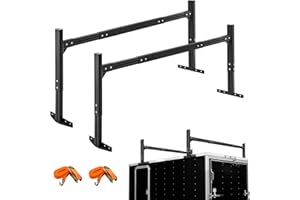 CIRONBOW Adjustable Aluminum Trailer Ladder Rack, Cargo Box Rack with 2 Straps, Adjustable Length 5.7FT-7.7FT, 2 Bars - Fit for Open and Enclosed Trailers, 800LB Capacity