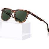 CARFIA Square Acetate Polarized Sunglasses for Men UV400 Protection | Handmade Acetate, Timeless Retro Style, Shatterproof Lens, Anti-Glare, With Leather Case, Ideal for Driving, Golf, Daily Wear