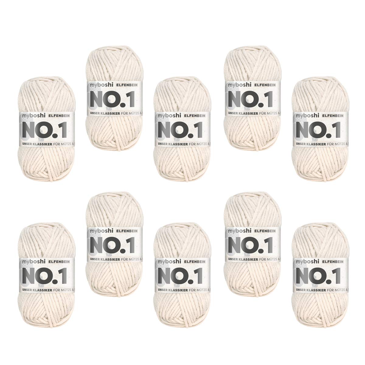 Pack of 10 Myboshi Crochet and Knitting Yarn 500g Colour: off-white