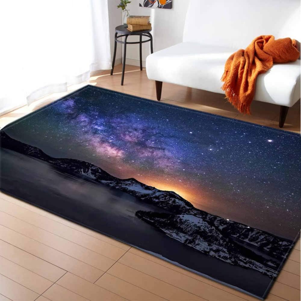 KFEKDT 3D Galaxy Stars Carpet Home Decoration Area Carpet Non-Slip Bedroom Dining Room Children's Games Living Room Carpet No-8 115x160cm
