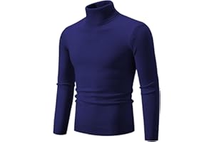 JUEJUEZI Mens Turtleneck Long Sleeve Shirts Winter Warm Thermal Ribbed Knitted Sweater Slim Fit Basic Pullover Tops
