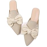 Meknitva Pointed Toe Mules for Women Flats Comfortable Dressy Casual Loafers Shoes Tassel Trim Backless Flats